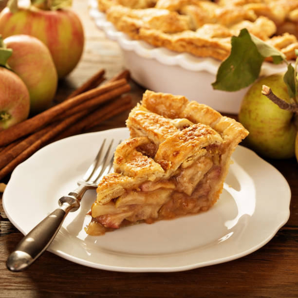istock Piece of an apple pie on a plate 860627272