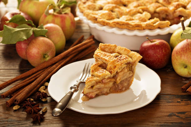 istock Piece of an apple pie on a plate 860627868