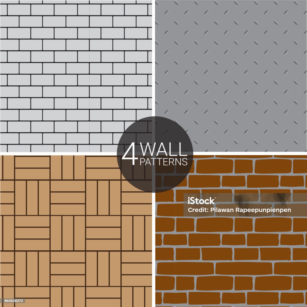 Free External Wall Pattern 4 Wall Patterns Stock Illustration - Download Image Now - Architecture ...