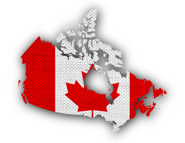 istock Map and flag of Canada on old linen 860628384