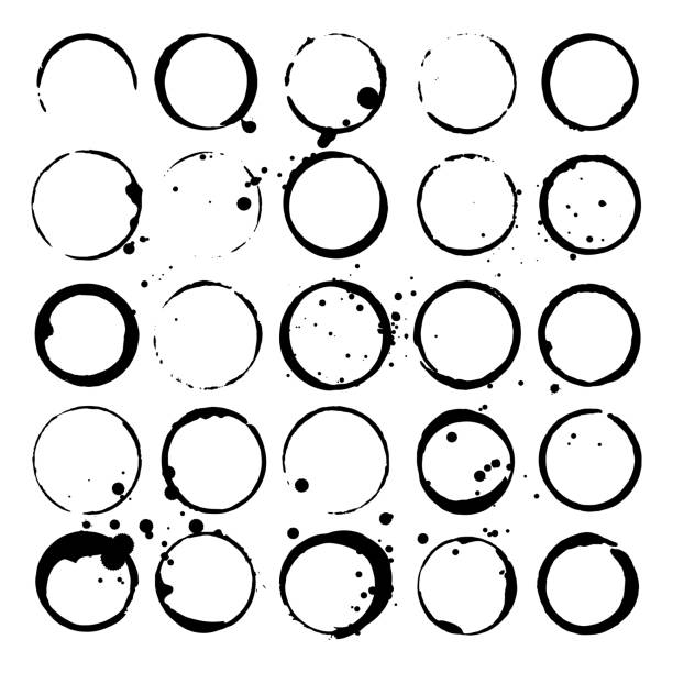 istock Set of wine or coffee stains. Spots and splatters. Black silhouettes. Vector illustration. 860629302