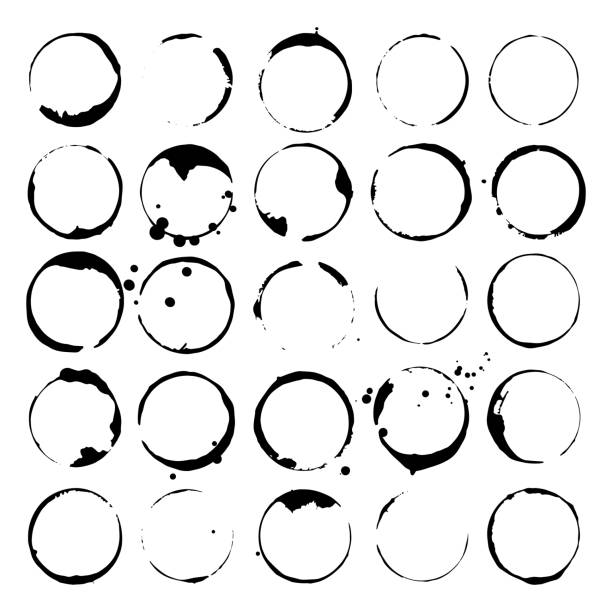 istock Set of wine or coffee stains. Spots and splatters. Black silhouettes. Vector illustration. 860631378
