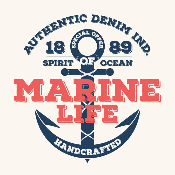 Marine life, vintage typography for t shirt print. T-shirt graphic. Vector