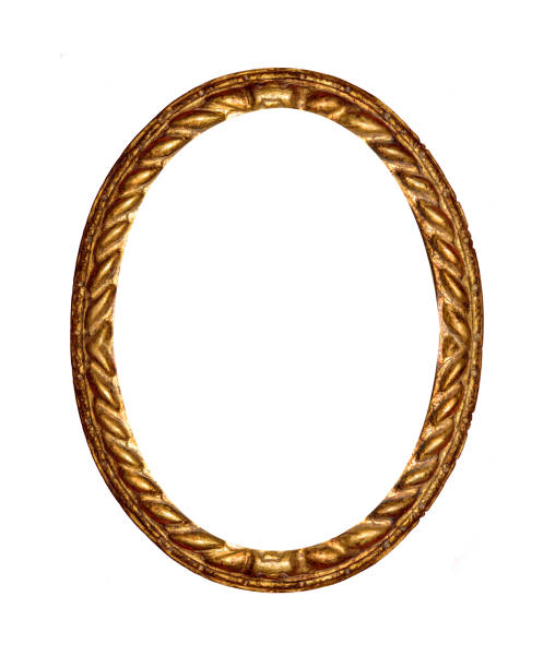 istock Round antique gold picture frame 860639182