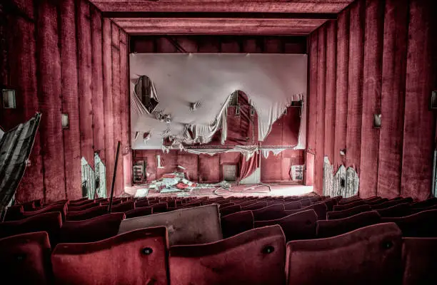 Decadent vision of an abandoned movie theater