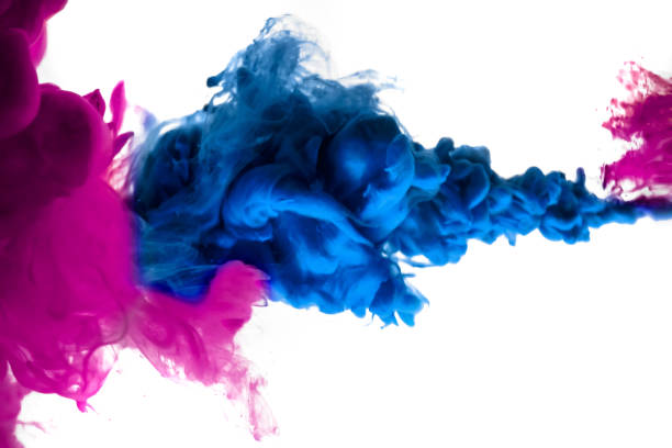 istock Acrylic colors and ink in water. Abstract frame background. Isolated on white 860650338