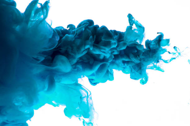 acryl farben und tinte in wasser. abstrakte rahmenhintergrund. isoliert auf weiss - ink water blue liquid stock-fotos und bilder