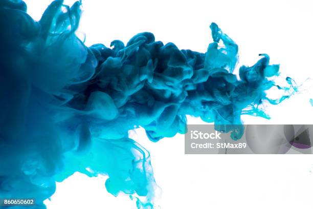 Acrylic Colors And Ink In Water Abstract Frame Background Isolated On White Stock Photo - Download Image Now