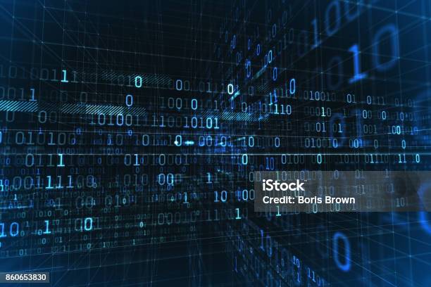 Digital Bits Network Stock Photo - Download Image Now - Binary Code, Technology, Financial Technology