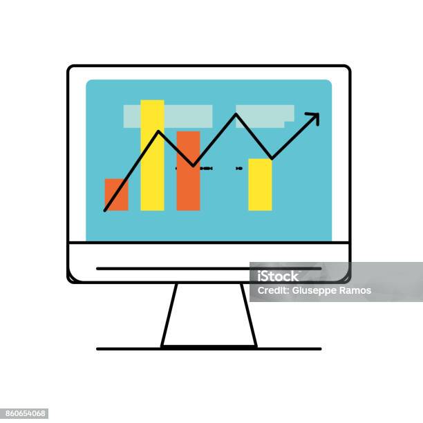 Computer Technology With Statistics Bar Diagram Stock Illustration ...