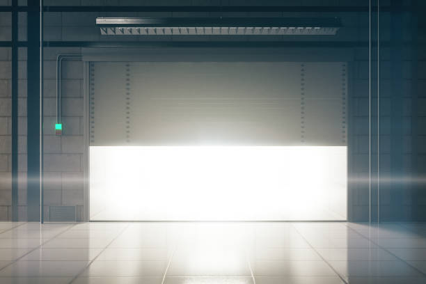 istock Bright garage with opening door 860656654