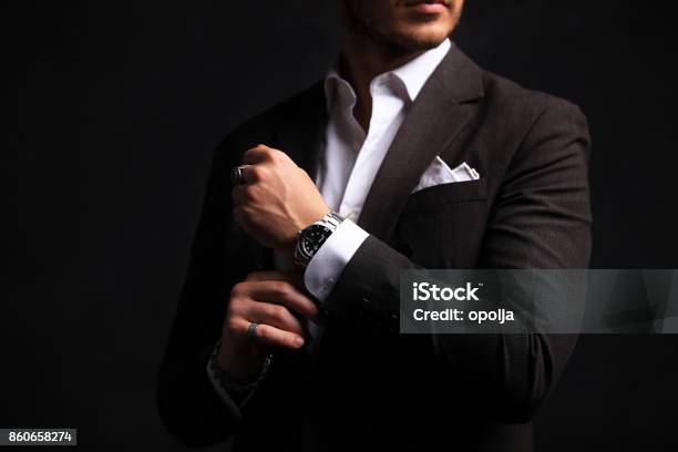 Elegant Young Handsome Man Studio Fashion Portrait Stock Photo - Download Image Now