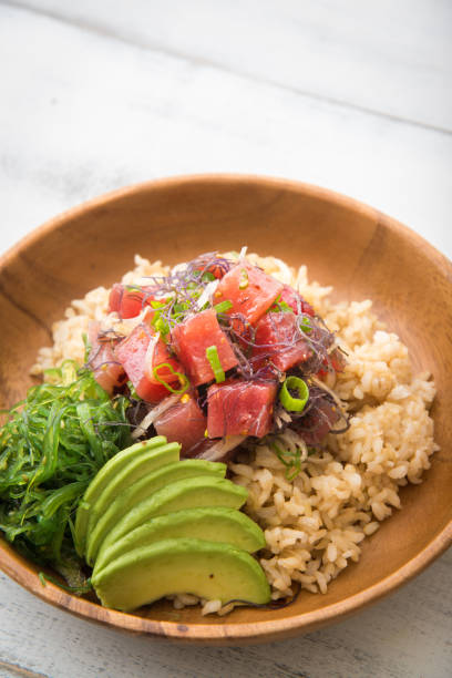 istock ahi poke bowl on brown rice 860670204