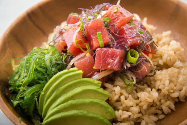 istock ahi poke bowl on brown rice 860670646