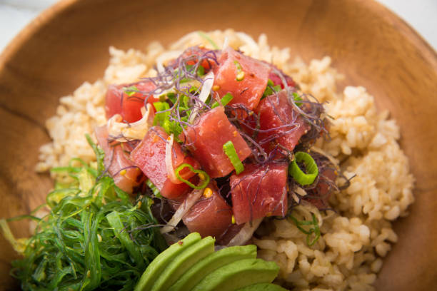 istock ahi poke bowl on brown rice 860674976