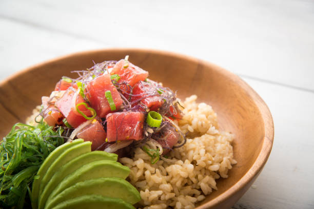 istock ahi poke bowl on brown rice 860675082