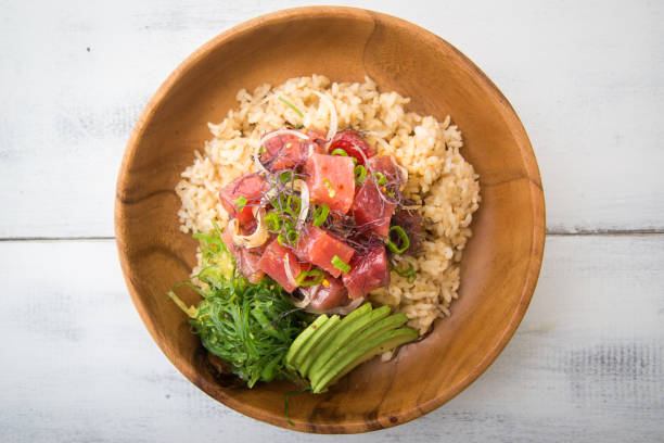 istock ahi poke bowl on brown rice 860675382