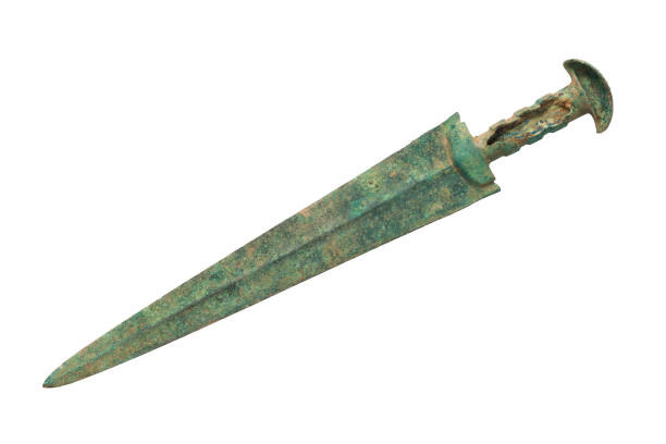 istock Ancient bronze sword isolated on white background. Clipping path. 860678560