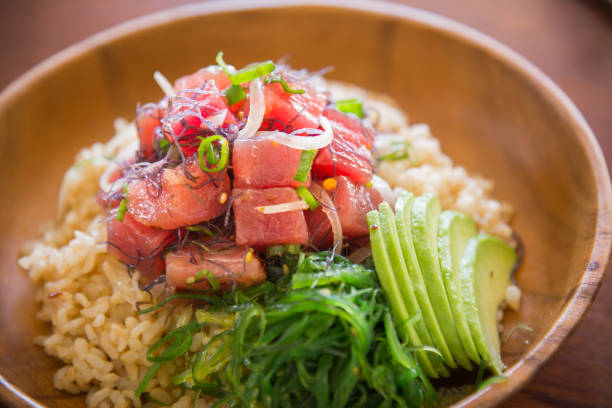 istock ahi poke bowl on brown rice 860682982
