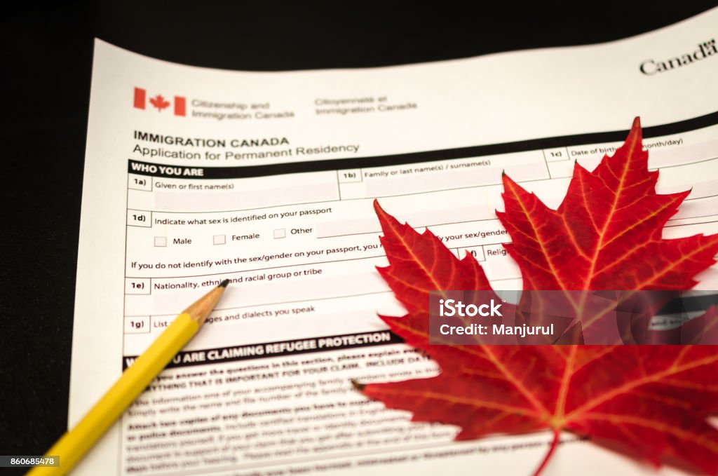Application for canadian immigration Dummy template application form Emigration and Immigration Stock Photo