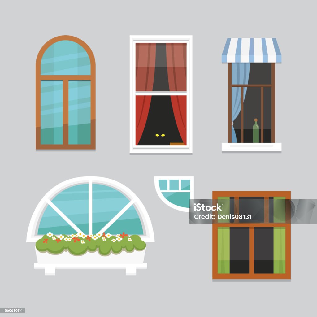 Different Interior Windows Of Various Forms Vector Illustration ...