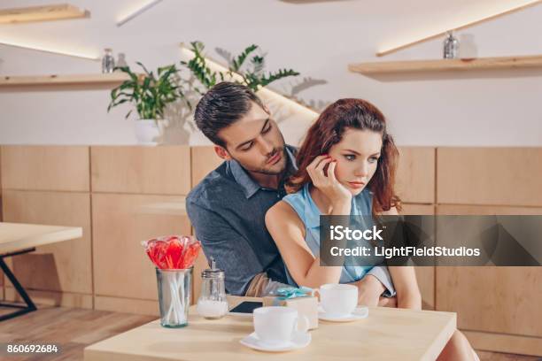 Couple On Romantic Date Stock Photo - Download Image Now - Couple - Relationship, Distraught, Restaurant