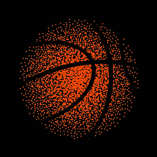 ilustrações de stock, clip art, desenhos animados e ícones de basketball vector technology background game. basket dots ball element activity - cesto de basquetebol ilustrações