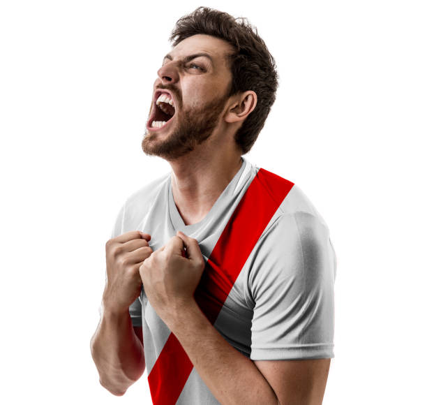 istock Athlete / Fan celebrating on white and red uniform 860697762