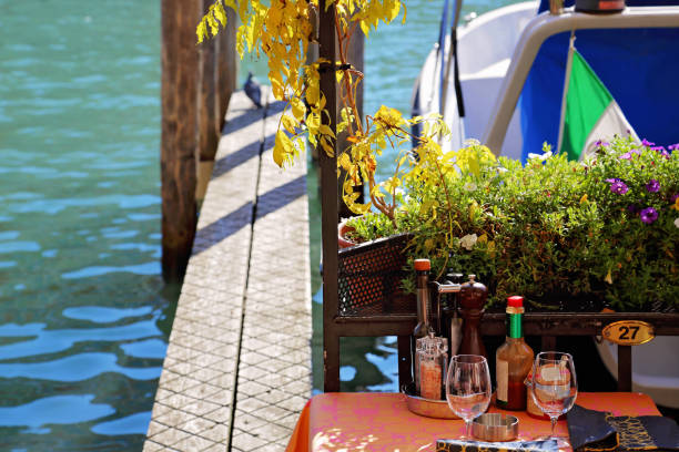 istock Venetian restaurant terrace near Rialto Bridge 860700996