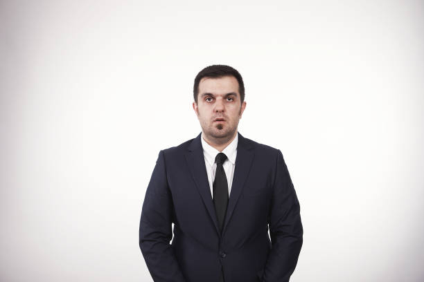istock Businessman portrait humor on white background 860708156