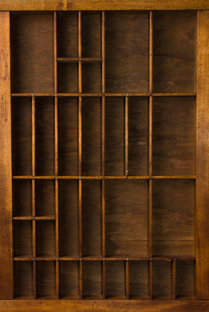 istock Antique Typesetter Drawer with Dividers Close Up Top View 860714904
