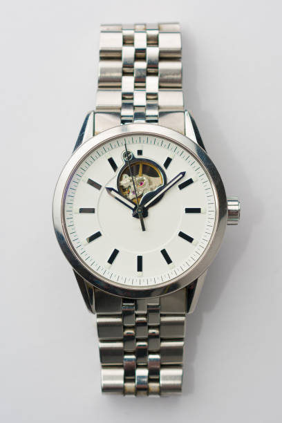 istock Classic Metal Watch on White Background Top View 860714938