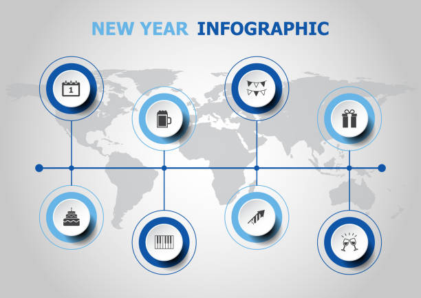 infografik-design mit neujahr symbole - infographic part of symbol cocktail stock-grafiken, -clipart, -cartoons und -symbole