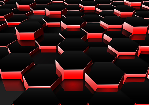 Dark Red Hexagonal Background Stock Illustration - Download Image Now -  Abstract, Black Color, Block Shape - iStock