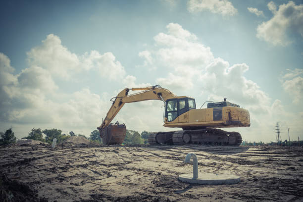 istock Excavator at construction site in Houston, Texas, USA 860721530