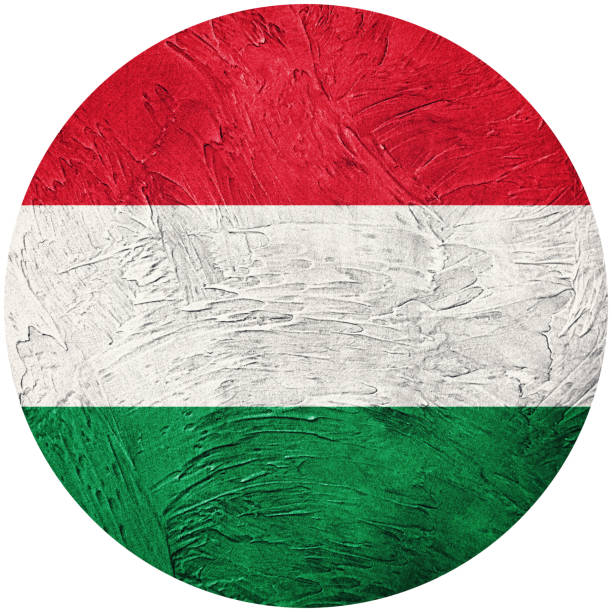 istock Grunge Hungary flag. Hungarian button flag Isolated on white background 860721732