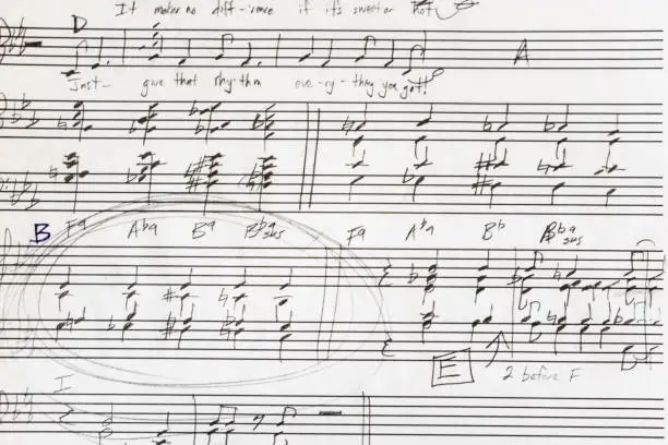 Sketch of jazz voice music score arrangement