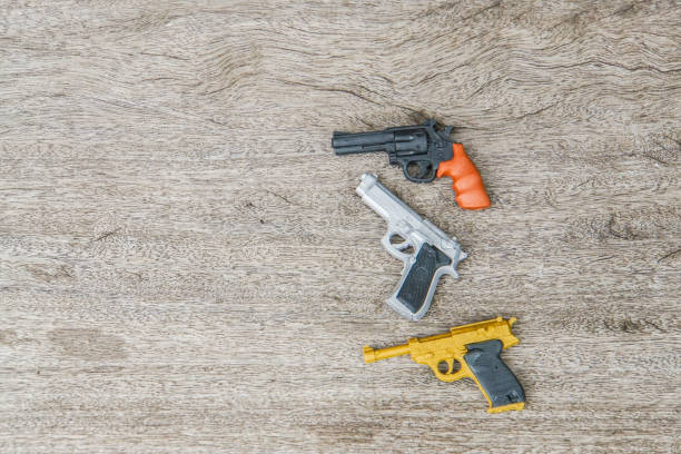 toy  wooden pistol isolated on white background