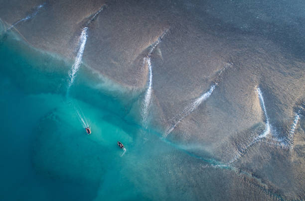 aerial view of low tide at Montgomery Reef, Kimberley Coast stock photo