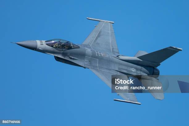 F16 Fighting Falcon Approaching At A Very Unusual Close View Stock Photo - Download Image Now