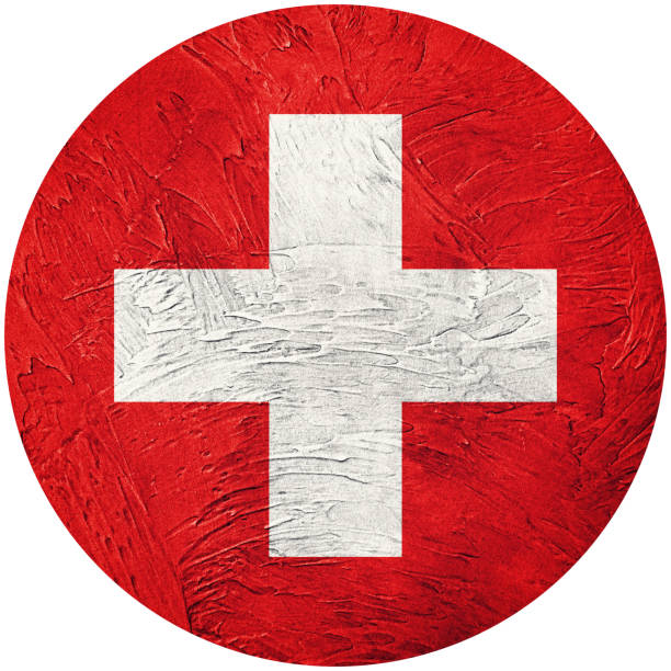 istock Grunge Switzerland flag. Swiss button flag Isolated on white background 860753208