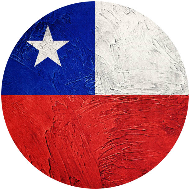 Grunge Chile flag. Chilean button flag Isolated on white background