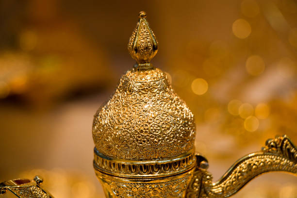 istock Ancient metal jug in oriental style 860767944