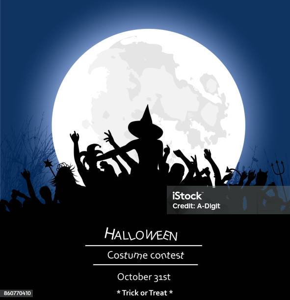 All Night Halloween Party Stock Illustration - Download Image Now - Halloween, Party - Social Event, Witch