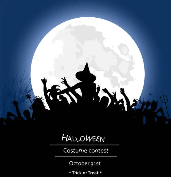 Vector illustration of All Night Halloween Party