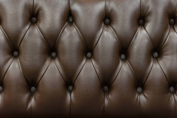 istock Close up retro chesterfield style, Brown capitone textile background 860780226