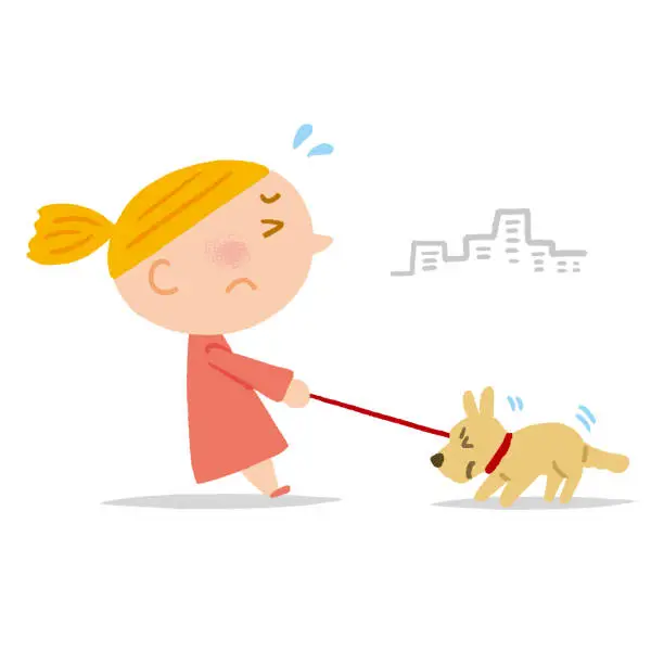 Vector illustration of dog walking stop