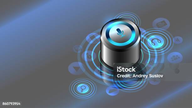 Smart Speaker Voice Control The Internet Of Things Stock Illustration - Download Image Now
