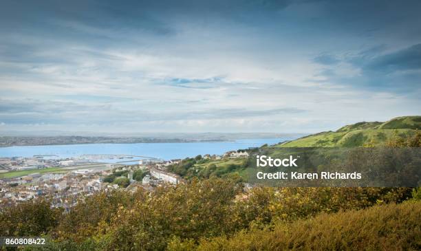 Portland Isle Of Portland Dorset Uk 2017 Stock Photo - Download Image Now - Aerial View, Beach, Blue