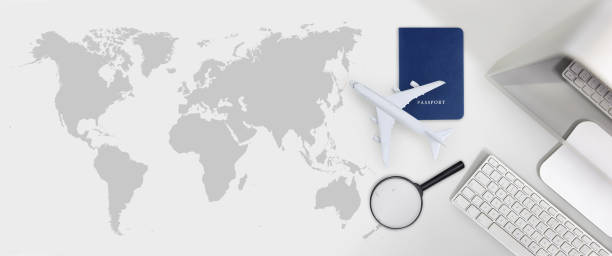 istock booking and search flight ticket air travel trip vacation concept, banner web template 860812966